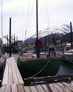 at dock in Seward - note this is a cutter rigged sailboat
