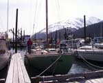 at dock - note the manual windlass